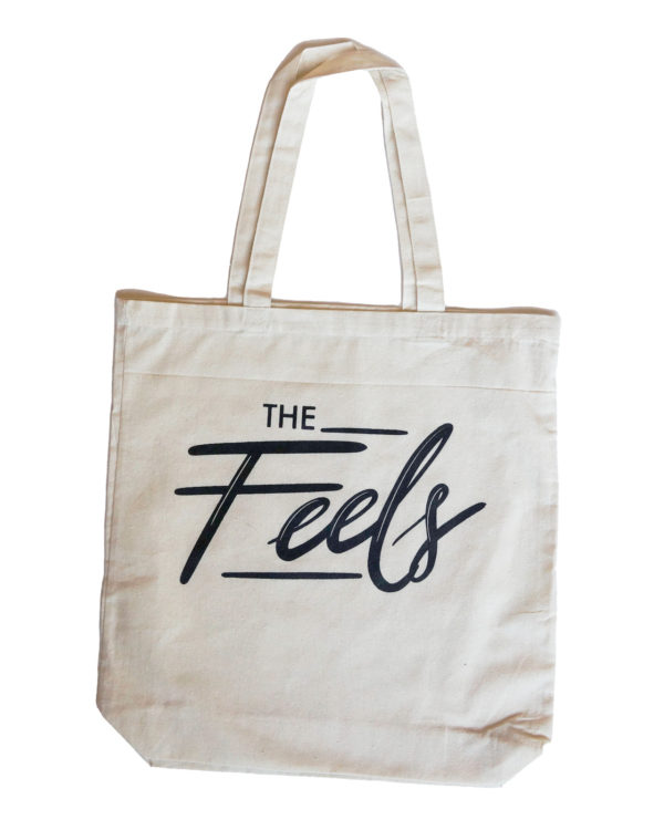 The Feels Signature Tote Bag in Cream with Black Insignia